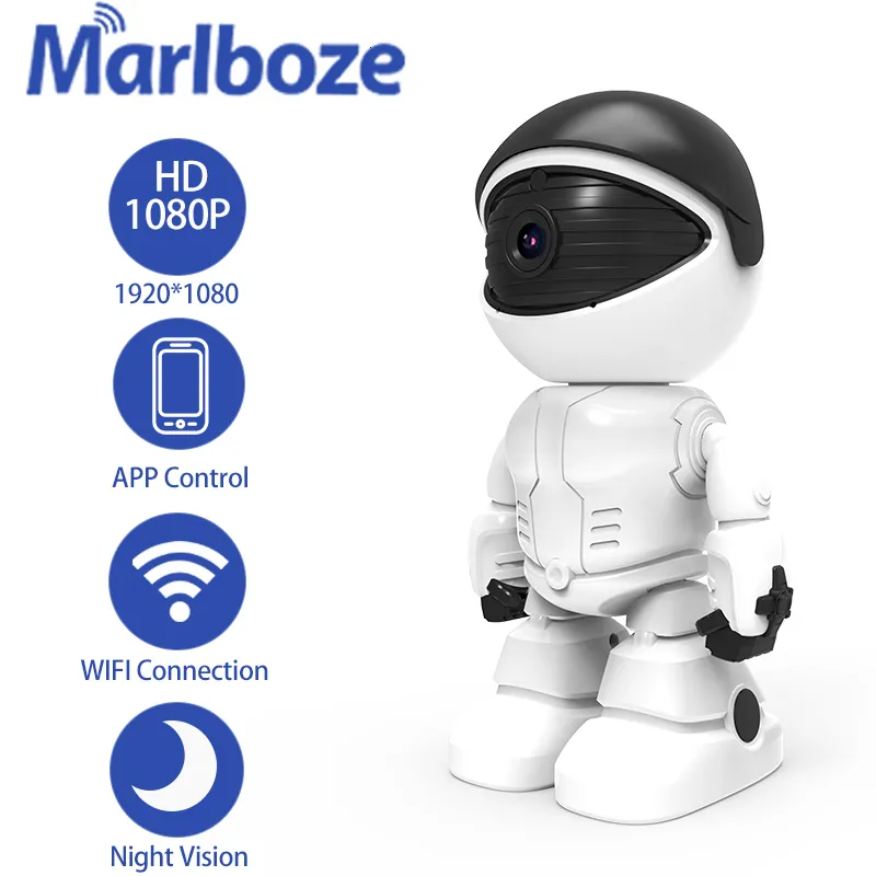 ベビーモニターMarlboze 1080p Robot WiFi IPカメラベビーモニターウェブカメラアプリリモートコントロールスマートホームビデオ監視CCTVワイヤレスカメラ230701