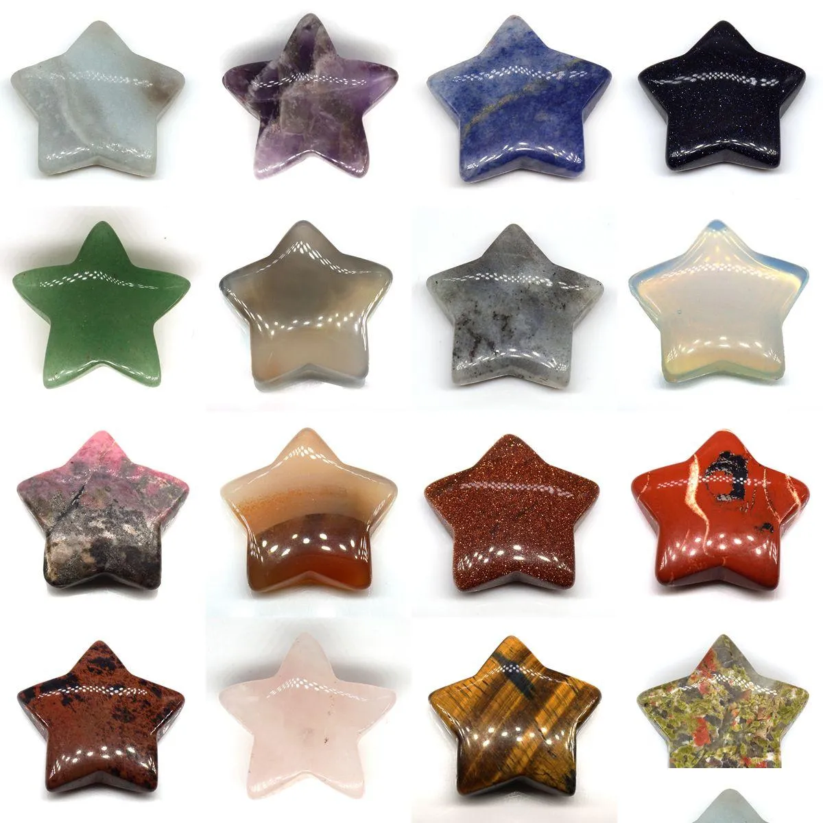 Stone 3Cm Mini Star Statue Ornament Natural Crystal Carving Home Decoration Crystals Polishing Gem Healing Jewelry Drop Delivery Dhykh