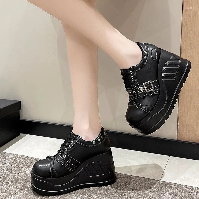 Dress Shoes Fashion Black Gothic Style Girls Cosplay Platform High Heels Sneakers Wedges Woman Pumps For Women