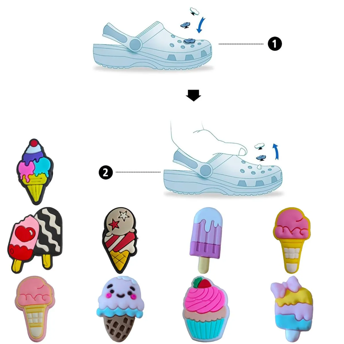 Sko Delar Tillbehör Mönster Charm För Träsko Jibbitz Bubble Slides Sandaler Pvc Dekorationer Jul Födelsedagspresent Party Favors Ice Otkb9