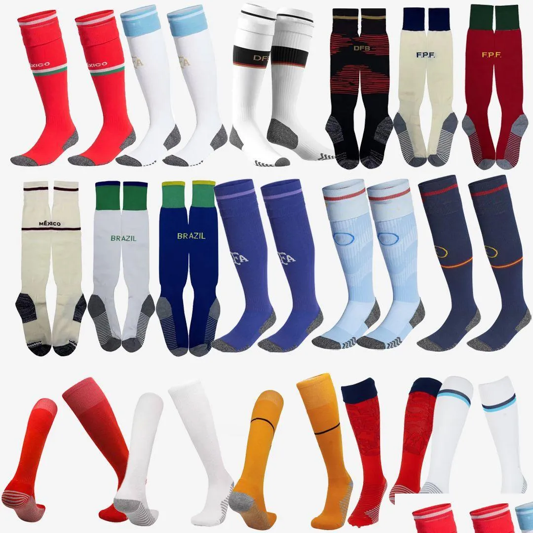 Sports Socks Italy Argentina Adts Italia Kids National Team Soccer Men Boys 2023 2024 Football Portugal Brazils Englands Mexico Japa Dhhsv