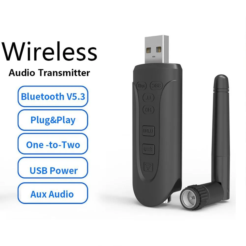 Verstärker 2in1 Wireless Bluetoothkompatibler 5.3-Sender Aptx HD-Unterstützung Anruf-Dongle-Antenne Audio-Wireless-Adapter für PC-TV