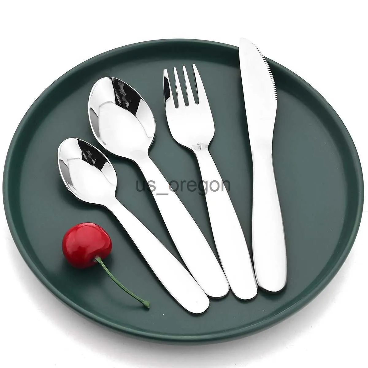 Dinnerware Sets Children Stainless Steel Dinnerware Set Food Feeding Dinner Knife Fork Spoon Cutlery Tableware Set for Kids Baby Utensil Gadgets x0703