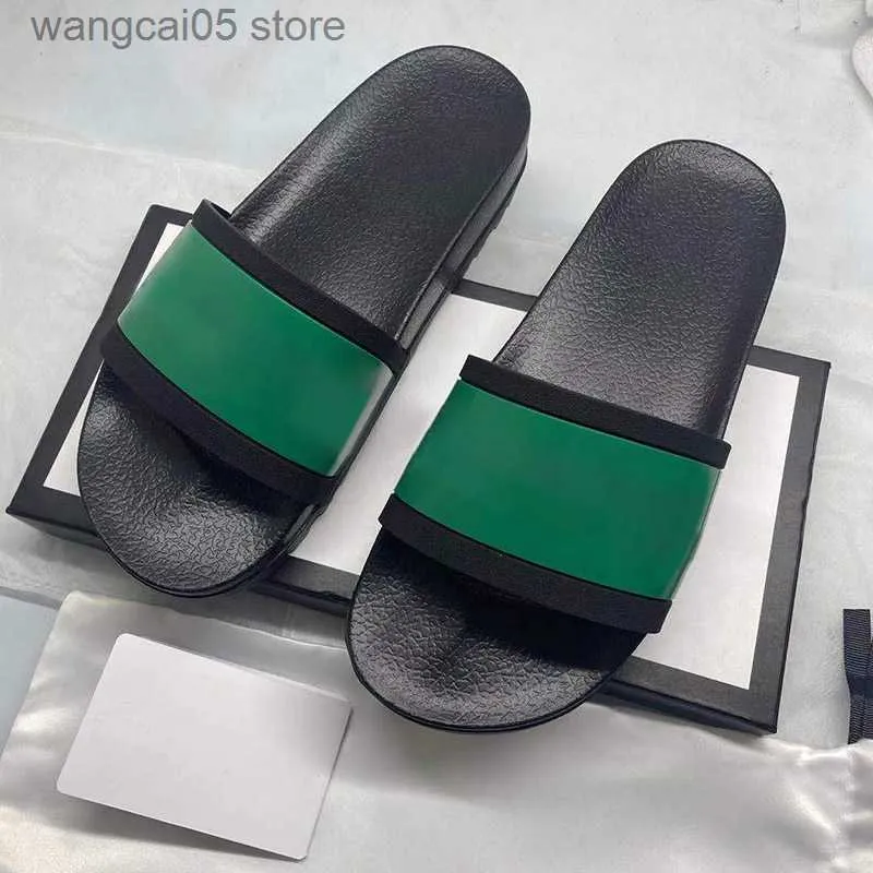 Designer Men Women Slippers Stripe Flip Flops Wide Flat Casual Slipper Summer Printing Sandals With Flower Box Dust Bag Shoes T230703