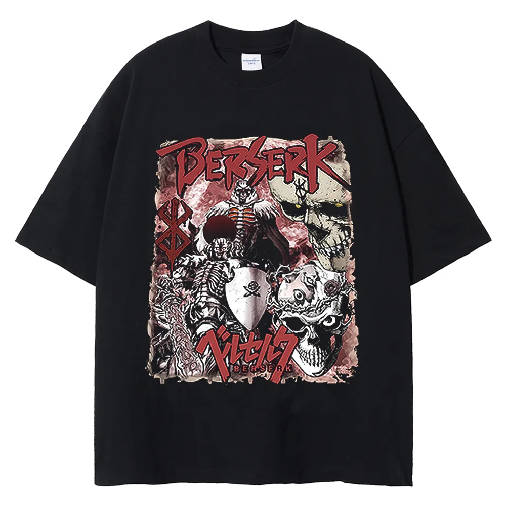Wholesale Japanese Anime Mens Berserk Washed Streetwear T Wholesale Japanese Anime Mens Berserk Washed Streetwear T