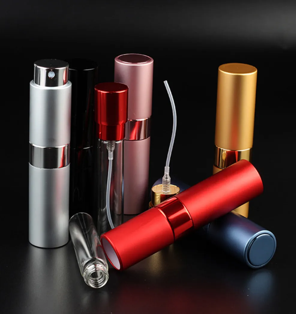 8ML telescopic rotation packing portable perfume empty bottle glass spray, many style choices, support custom LOGO