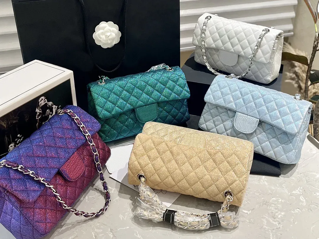 Fashion Bags Mermaid Colour 2.55 cf Handbags Flash Shoulder Bag Classic Flap Quilted Bag Women Square Chain Matelasse Cross Body Bags Designer Bags Socache 25CM