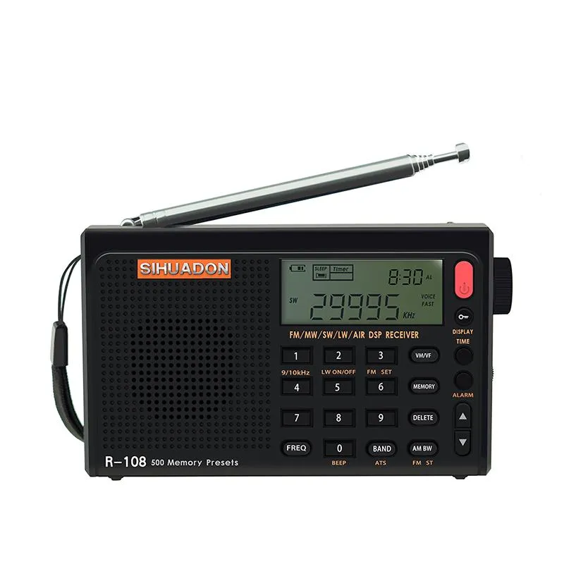 Radio Sihuadon R108 Högtalare Portable Radio FM Stereo Digital Radio AM Alarm Clock Full Band Pocket Radio Mottagare