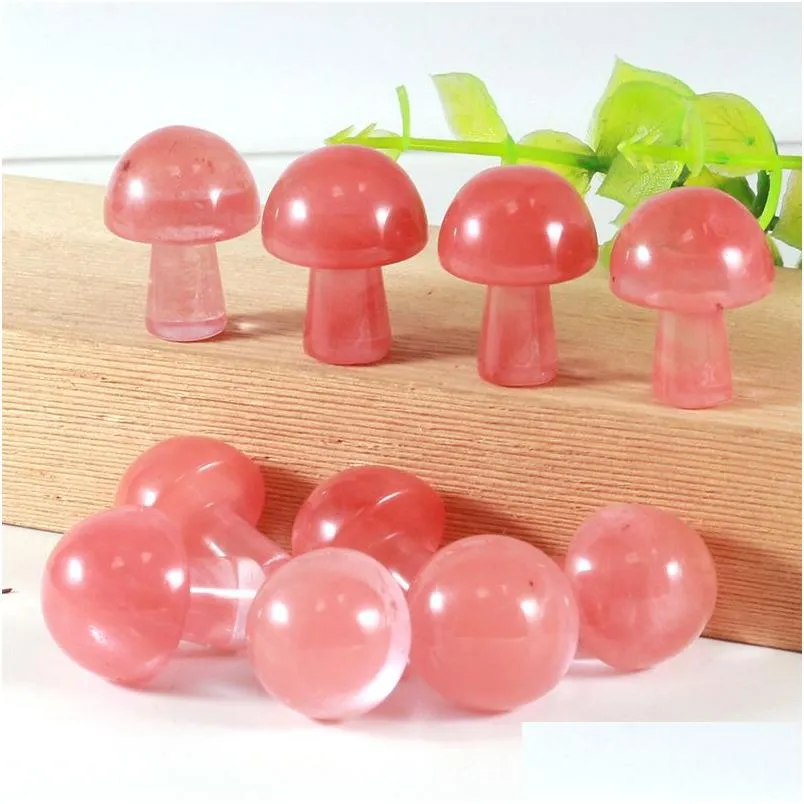 Stone 20Mm Mini Watermelon Red Glass Mushroom Plant Statue Ornament Carving Home Decoration Crystal Polishing Gem Drop Delivery Jewel Dhgmz