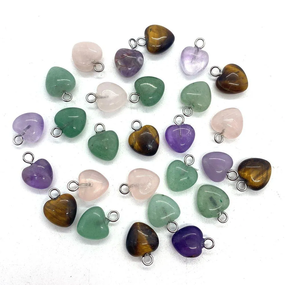 Charmes 10Mm Mini Cristal Naturel Agate Pierre Amour Coeur Rose Quartz Pendentifs À La Mode Pour La Fabrication De Bijoux En Gros Drop Delivery Findi Dhjwy