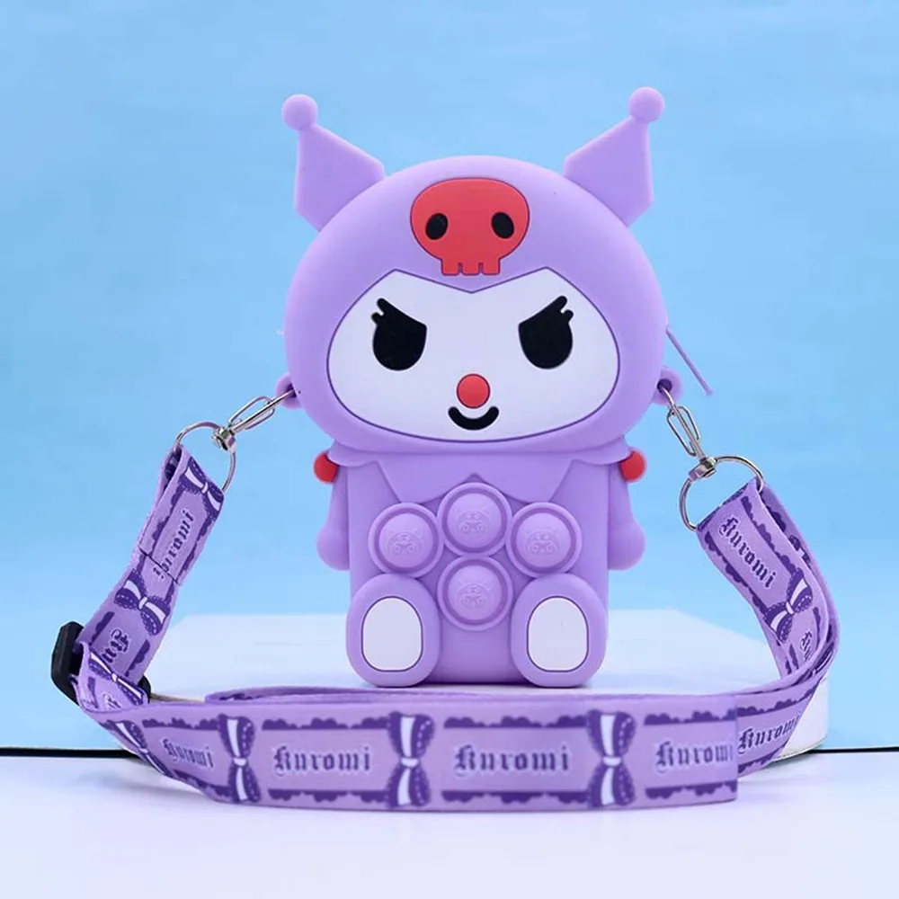 Cute Kuromi Cartoon Girl Doll Bag Fidget Toys Antistress Style Push Bubble Wallet Bag Portamonete in silicone per bambini Regalo di compleanno 2186