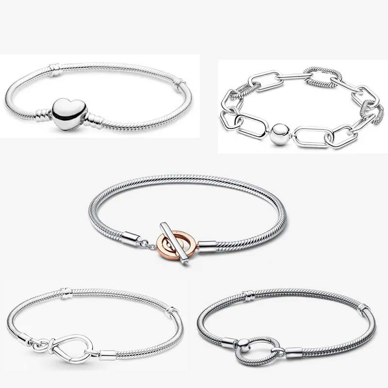 Me kedja formad boll kalebass runt charm armband för kvinnor hot seller 925 Sterling Silver DIYfit Pandora armband med originalkartong