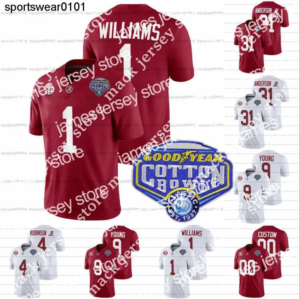 Personalizado Alabama Crimson Tide Jersey College Football 2021 Cotton Bowl 1 Jameson Williams 31 Will Anderson