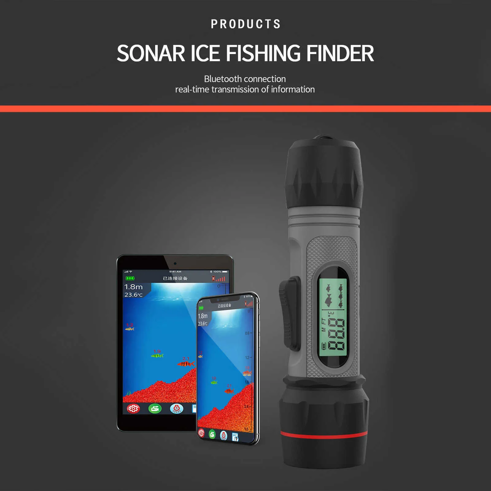 Fish Finder Wireless Fish Finder Recharegable Echo Sounder 0.8-90M Depth  Portable Waterproof Sonar For Winter Ice Fishing HKD230703