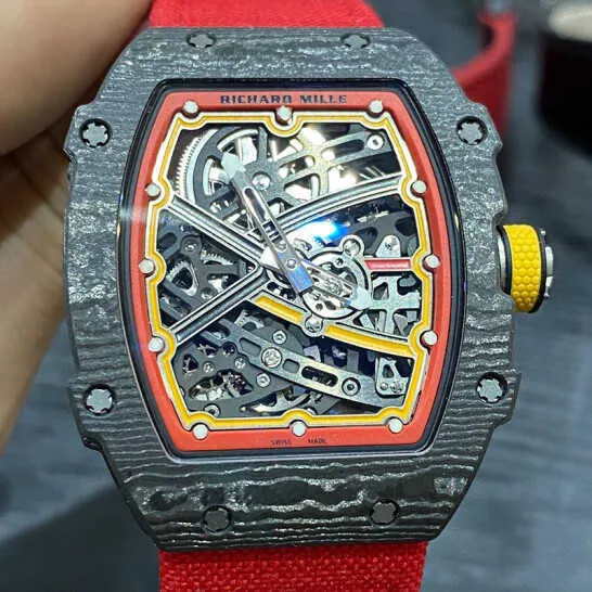 Richarmill zegarek na rękę na rękę na nadgarstki Wris Watche Watches Series Mens Automatyczny kalendarz mechaniczny 387475 mm Mens Watch RM6702 NTPT Black and Red CO WN Z2R0 MZ8D
