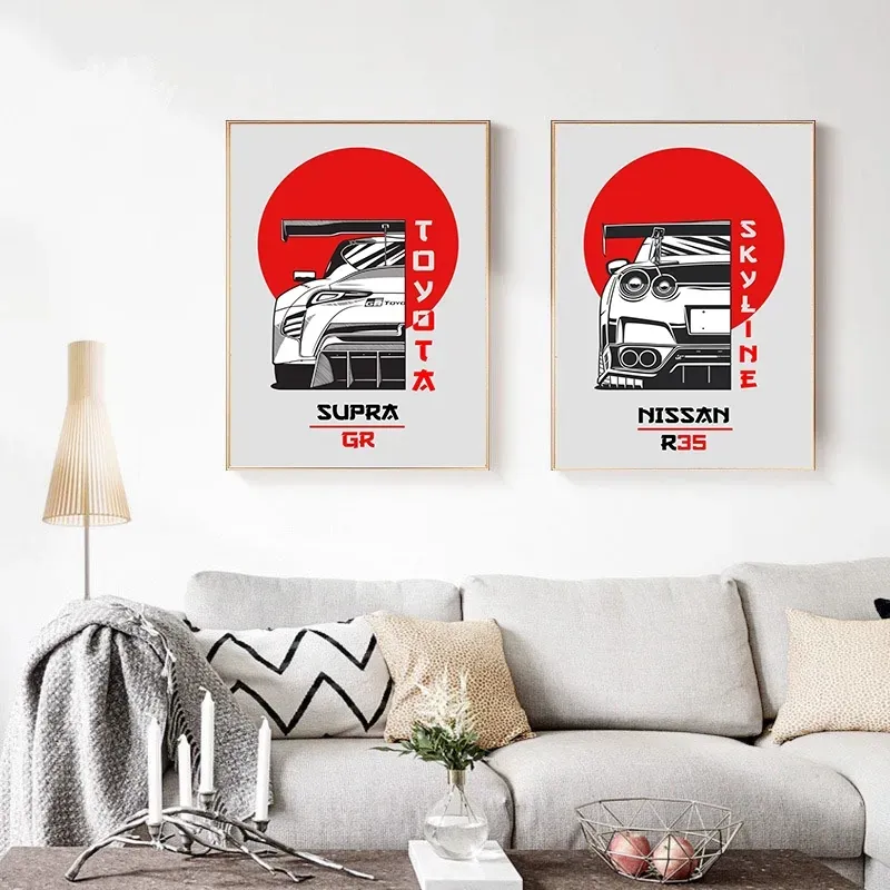 Retro JDM Car Canvas Art - 80s Japanese Car Poster, Nissan