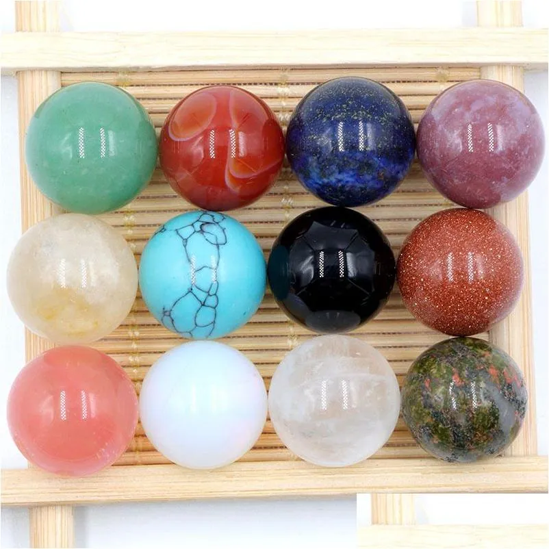 Stone 16Mm Loose Natural Ball Bead Quartz Mineral Reiki Healing Chakra Crystals Gemstones Hand Piece Home Decoration Accessories Goo Dhe7Q