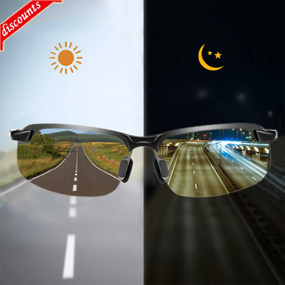 Novos óculos de sol fotocromáticos masculinos polarizados, óculos camaleão para condução, mudança de cor, óculos de sol para dia, visão noturna, óculos para motorista