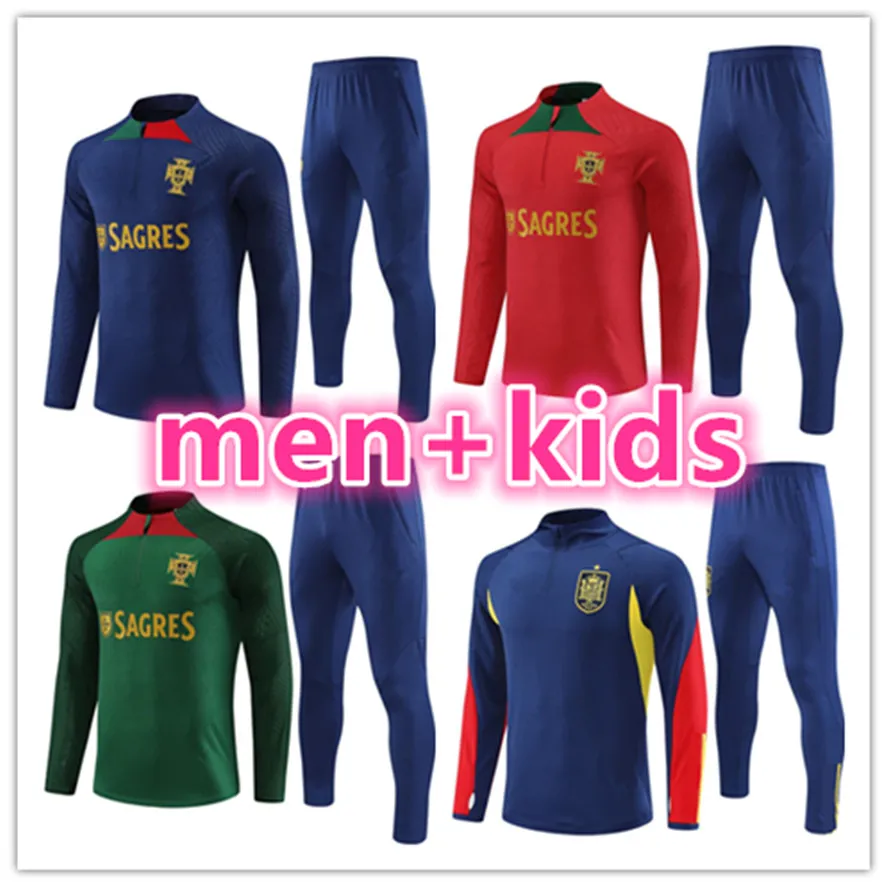 23 24 Portugal Tracksuit Joao Felix Soccer Training Suit Ruben Neves Bruno Ronaldo Fernandes Portugieser Portuguese Kids Kit Unifores Survetement