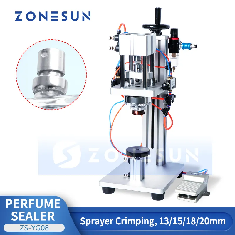 ZONESUN Pneumatique Parfum Sertissage Capping Machine Capper Métal Cap Presse Machine D'étanchéité Parfum Sertisseur Scellant ZS-YG08