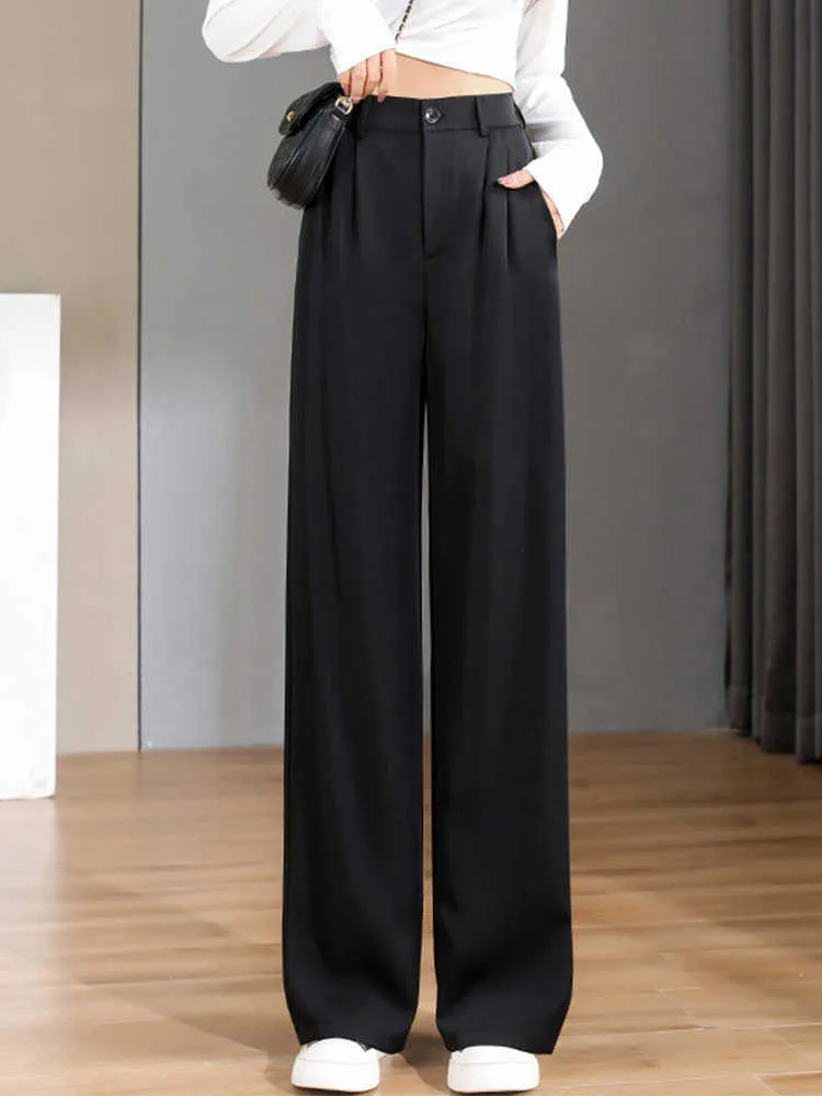 Save Big on Bulk Straight Leg Capri Pants Black Capri Trousers Office Wear  Wide Leg Pants Retro Korean Style Cropped Trousers For Spring/Summer/Autumn 