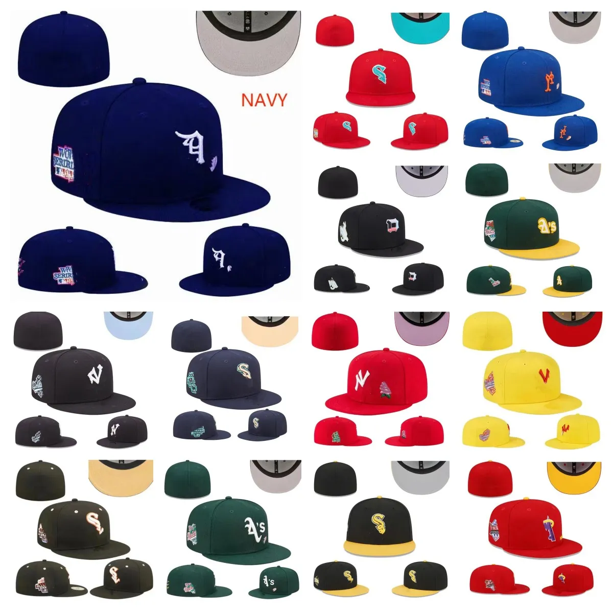 Taglie di cappelli aderenti all'ingrosso Cappello aderente Baseball football Designer Cappello a lettere piatte Ricamo regolabile Snapbacks Berretti a rete flex Caps Outdoor Sports cap mix order