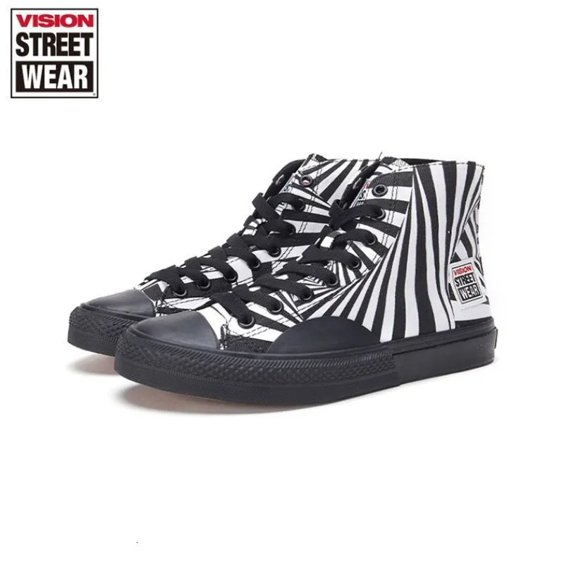 Dress Shoes VISION STREET WEAR Vortex pattern high top canvas shoes trendy sports casual mens and womens 230630