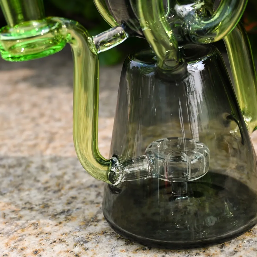 8 inch cool glass dab rig bong hookah unique function glass recycler smoking water pipe with quartz banger