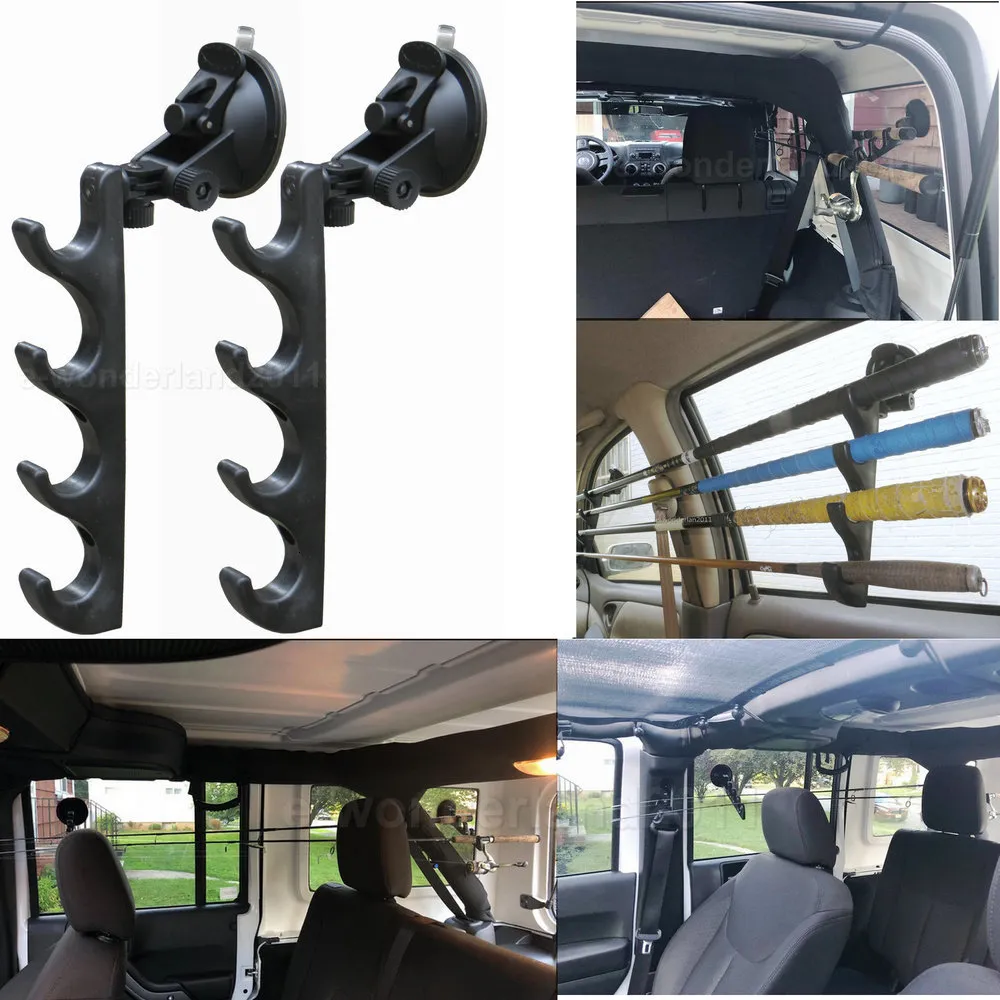 fishing rod holders for rv Pmsanzay Adjustable Horizontal Storage Rack Holder with Suction Cups Attach Vehicle Car/Truck/SUV/Boat/Smooth Glass - to Hold 4 Fishing Rods this holder mounts directly on your boat RV Fishing Pole Storage |