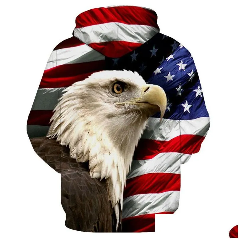 cool american flag bald  print fashion hooded sweatshirt pullover drop and wholesale eur size