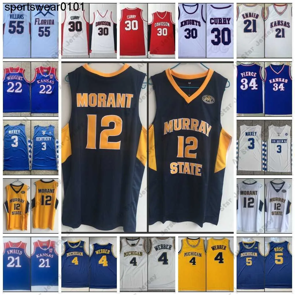 El baloncesto universitario usa baloncesto Ja Morant Jersey Stephen Curry Chris Webber Trae Young Lavine Devi Kevin Durant Andrew Wiggins Pierce Joel Embiid Jayson Willia