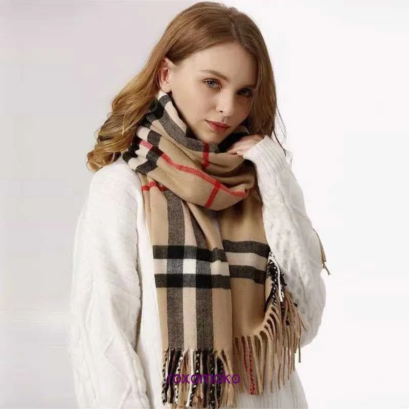 Moda Bur Home bufandas de mujer para invierno y oto o Bufanda cl sica de tela escocesa de color caqui Imitaci n de cachemira de doble cara para mujer