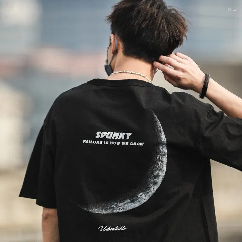 남자 T 셔츠 반달 재미있는 티셔츠 남성 대형 슬리브 그래픽 그래픽 인쇄 TSHIRT 여름 힙합면 꼭대기 Y2K 스트리트웨어 옷