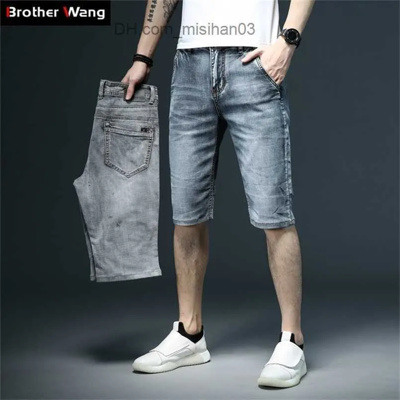 Heren Shorts Zomer Heren Slim Fit Korte Jeans Mode Katoen Stretch Vintage Denim Shorts Grijs Blauw Korte Broek Mannelijke Merk Kleding Z230703