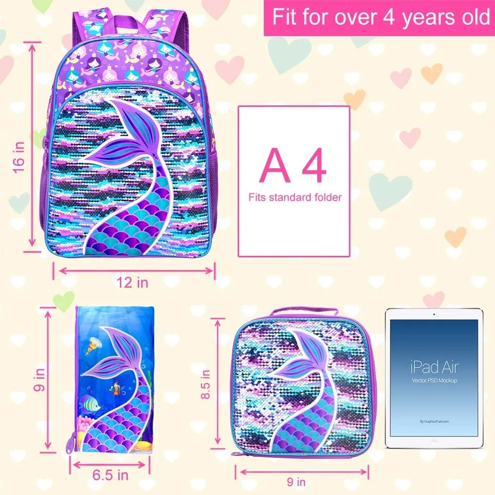 Mermaid backpack top and lunch bag