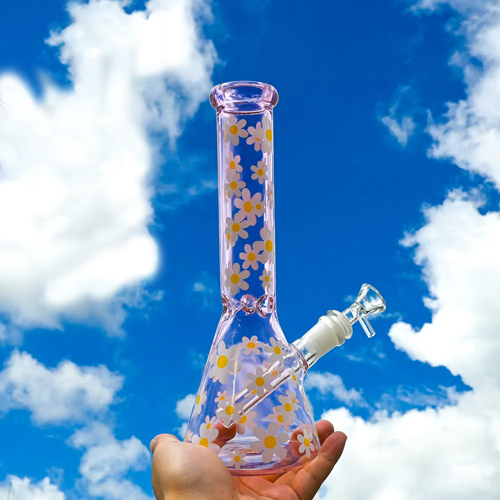 Bong In Vetro Rosa A Forma Di Cuore – Pipe Ad Acqua In Vetro Borosilicato, Con Fornello A Cuore