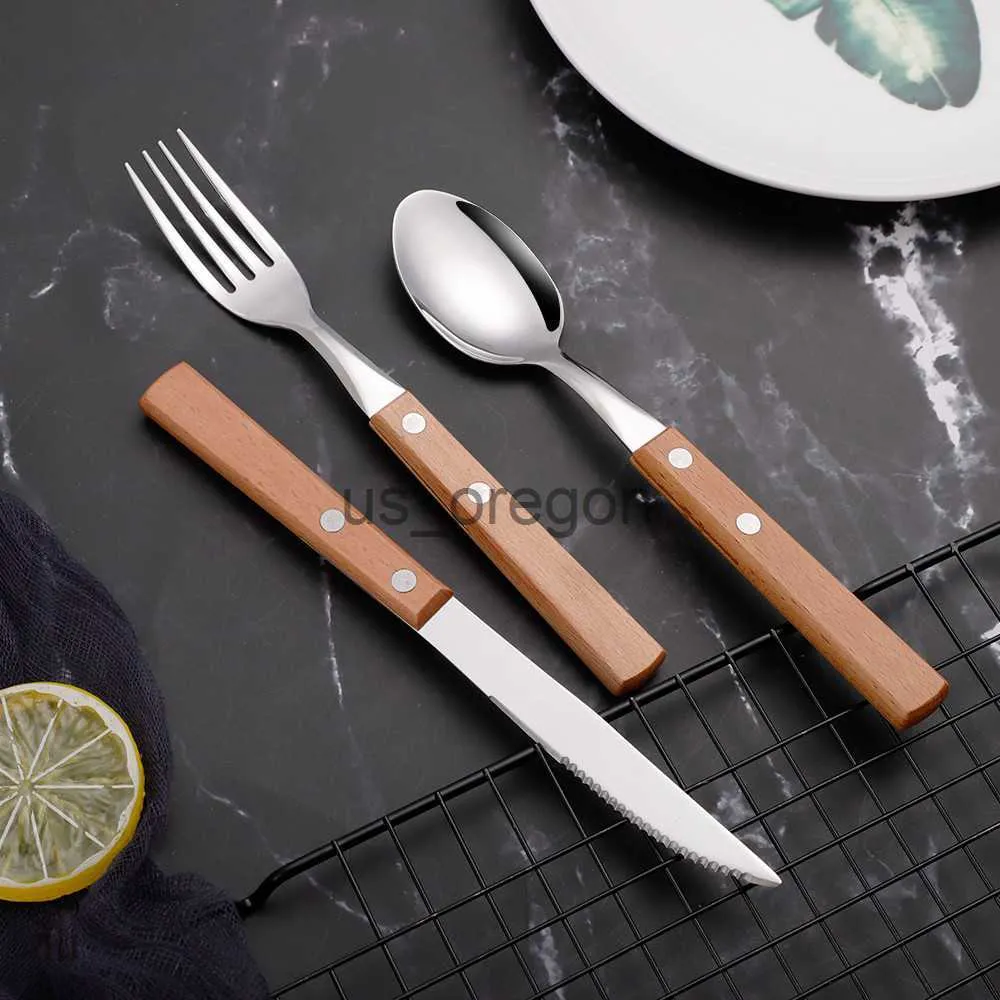 Учетный набор посуда набор деревянных ручков набор посуда набор из нержавеющей стали набор для ножа вилка ложка столовые приборы набор посудомоечной машины.