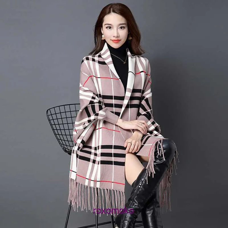 Top Original Bur Home Winter scarves online shop coat for women autumn clothing wool shawl scarf dual purpose double sided sleeved warm plaid knit shirt cape