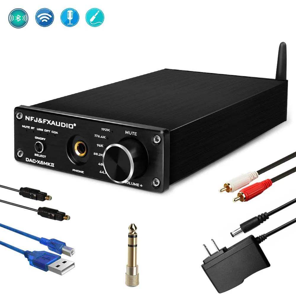 الموصلات FXAUDIO ES9018 Bluetooth 5.0 Digital USB سماعة رأس AMP DAC مع بصري/PCUSB/CoAxial إلى RCA 6.35mm ناتج سماعة الرأس