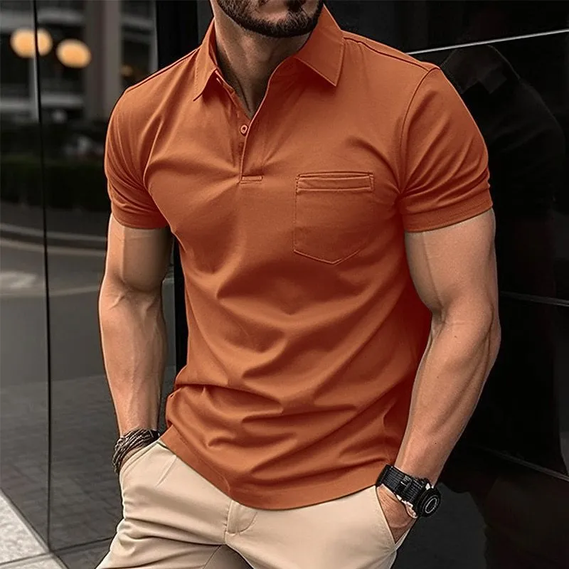 Polo da uomo Camicie Fashion Pocket Manica corta Uomo formale Abbigliamento casual estivo Top Slim Cotton Plus Size Uomo 230703