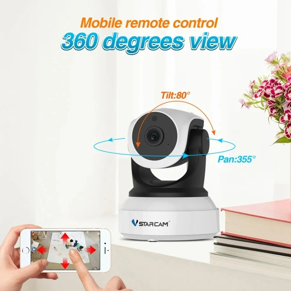 Cámara De Vigilancia 720P 1MP Baby Pet Monitor Voz bidireccional 360 HD  CCTV Cámara de seguridad con soporte