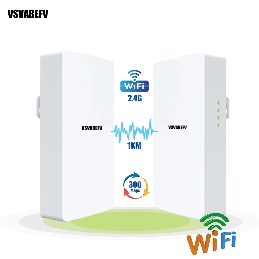 Routrar vsvabefv utomhus 1 km wifi router 300mbps repeater wifi trådlös bridge router lång räckvidd wi-fi extender med 24v poe för kamera 230701