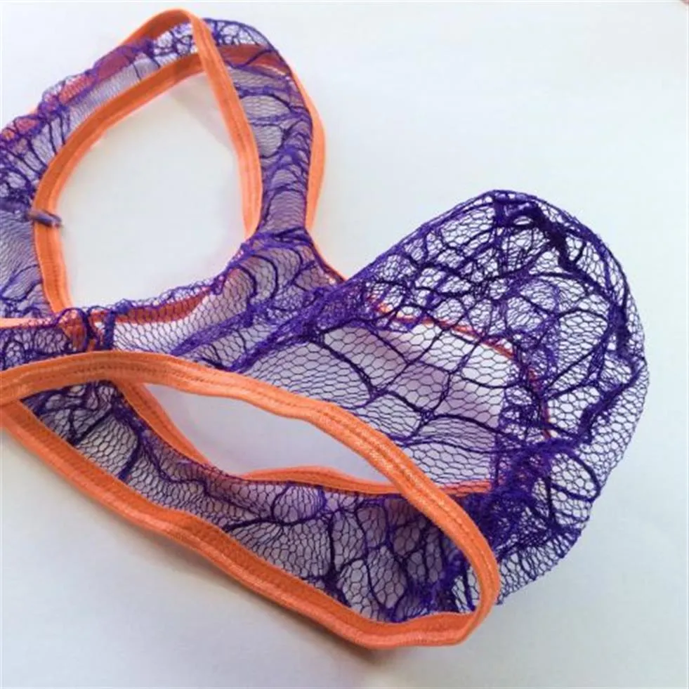 String Sexy pour hommes T back Spider Web Lace C-thru See Through G1559 mens fun underwear186V