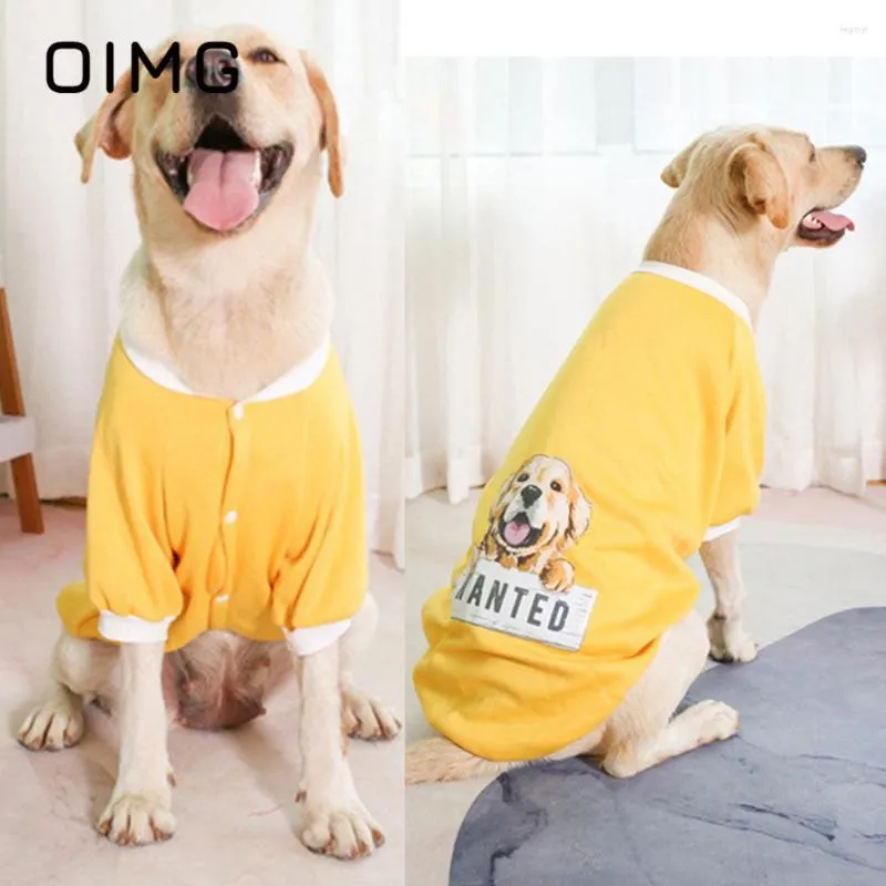 Hundebekleidung OIMG Winterwarme mittelgroße Hundekleidung Golden Retriever Labrador Samojede Gelber Fleece-Haustierpullover mit Aufdruck Großes Kostüm