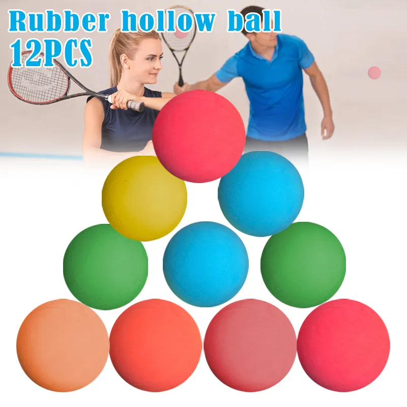 Tennisballen 12 pcslot 5.5 cm Rubber Hoge Stuiterende Squash Bal Rubber Lage Snelheid Holle Racket Bal Praktijk Training Willekeurige kleur 230701