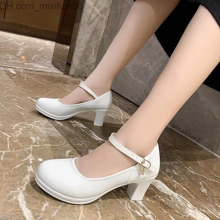 Chaussures habillées Chaussures habillées Femmes Chaussures habillées Talons moyens Mary Janes Chaussures Escarpins en cuir verni Bride à la cheville Dames Chaussures Bureau Zapatos Mujer 230203 Z230704