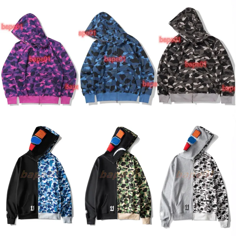 Shark hoodie designer hoodies män kvinnor sötkläder jacka munmönster kamouflagtryck tröjor för manliga 23 färger kvinnor c