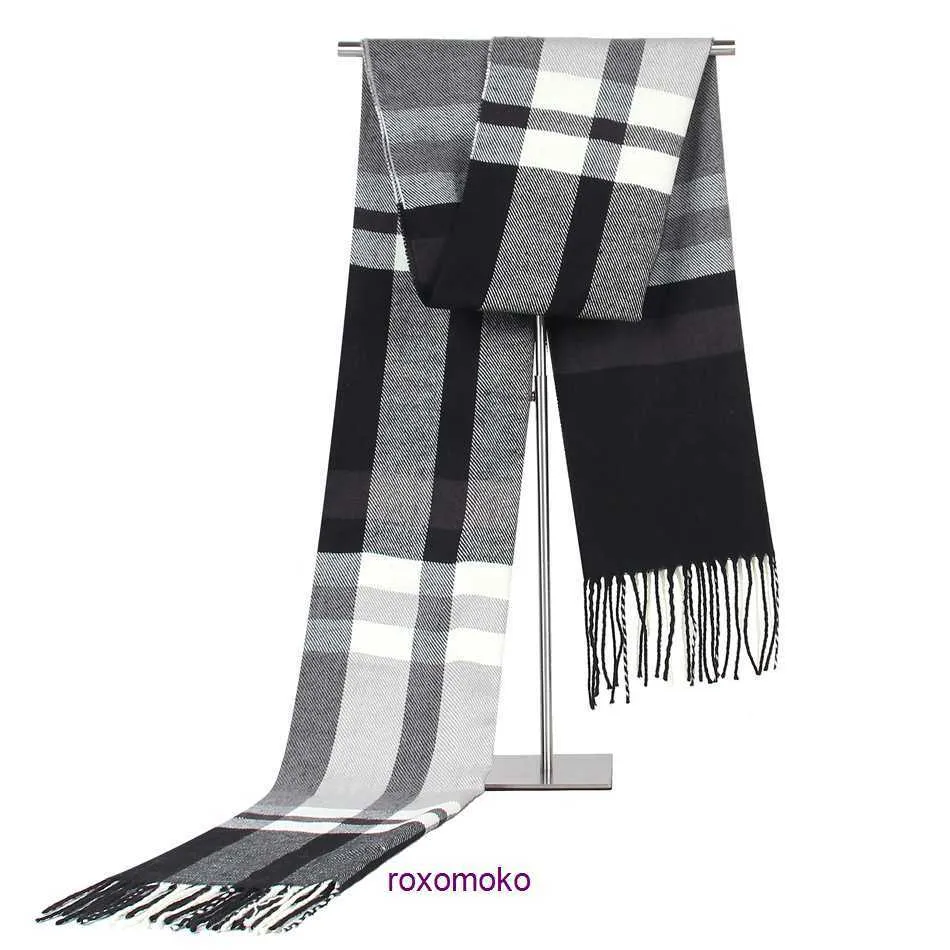 Fashion Bur Home women's scarves for winter and autumn 2023 Autumn Winter New Checker Color Block Warm Men's Scarf Middle Old Age Imitation Cashmere Tassel Neck