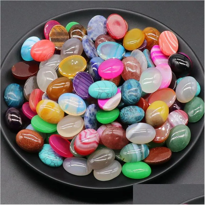 Stone Wholesale 15X20Mm Oval Striped Agate Carving Cabochon Natural Crystal Polishing Gem Healing Jewelry Diy Acc Drop Delivery Dh0Z6