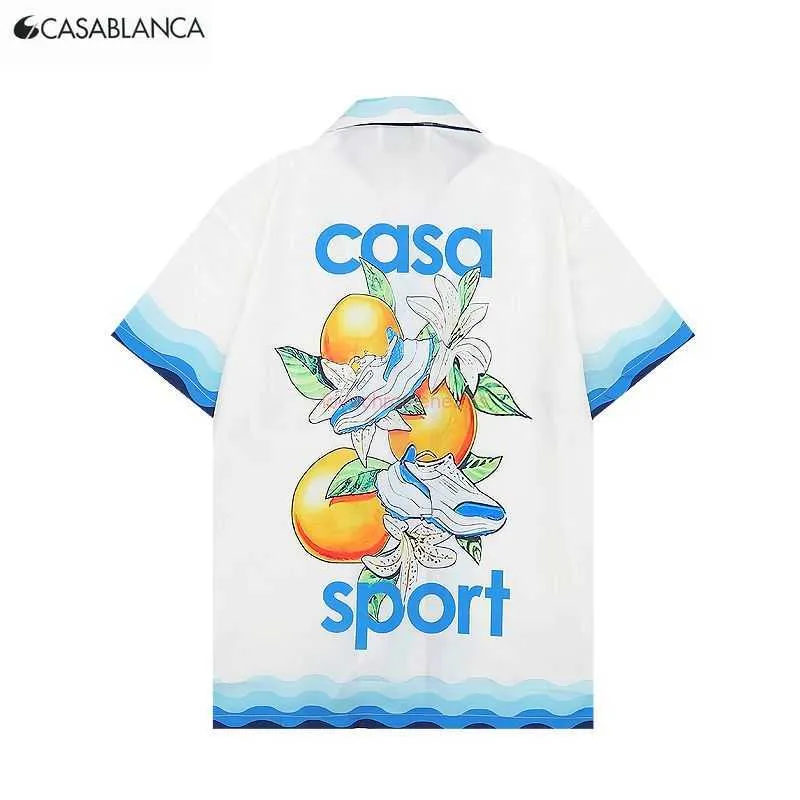 Casa Designer Fashion Clothing Shirts 2023 New Casablanca Orange Tree Shoes Printed Short Sleeve Shirt for Men Women in Casablanca